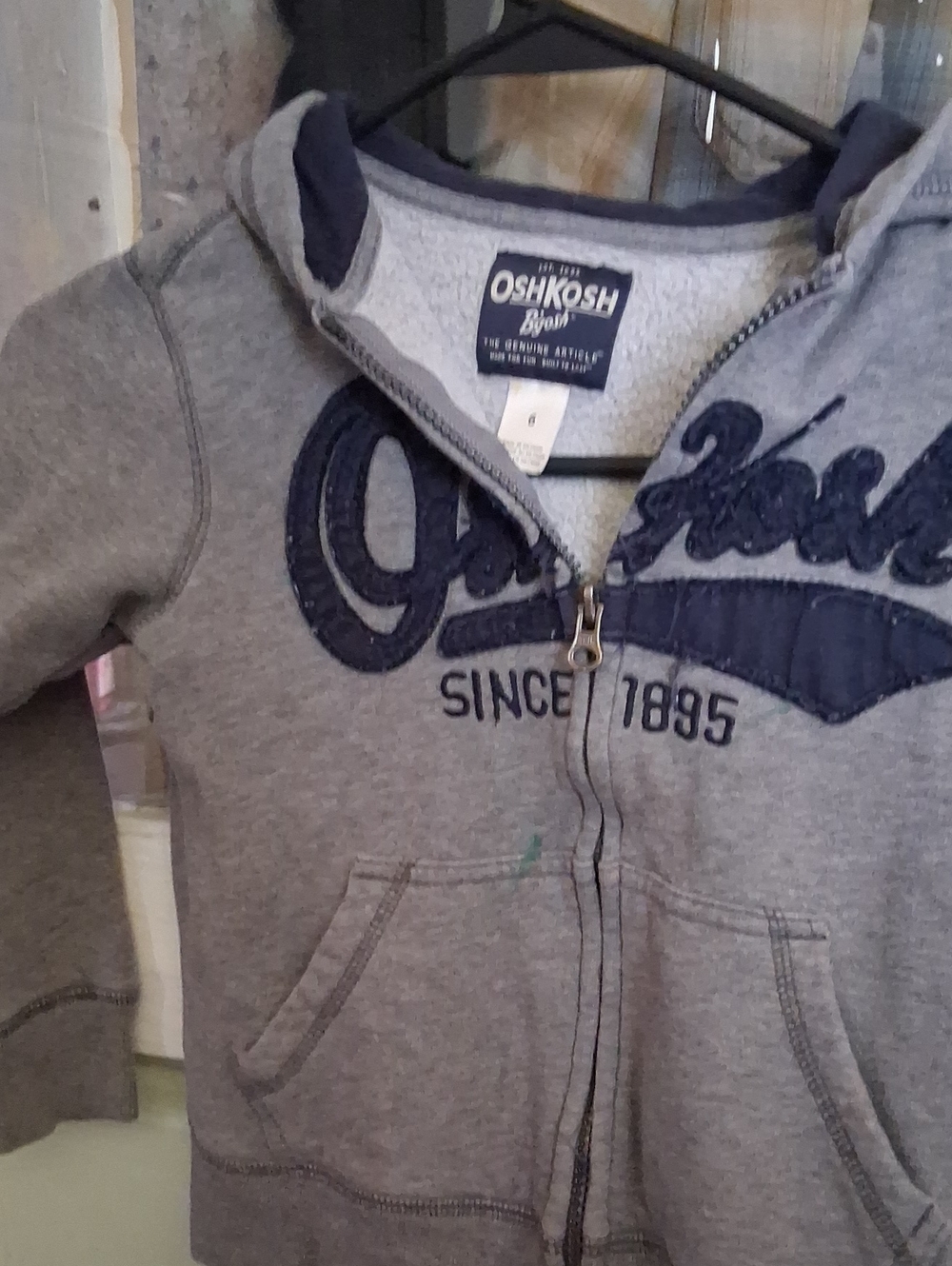 OshKosh B'gosh Gray Hoodie with Navy Appliqué